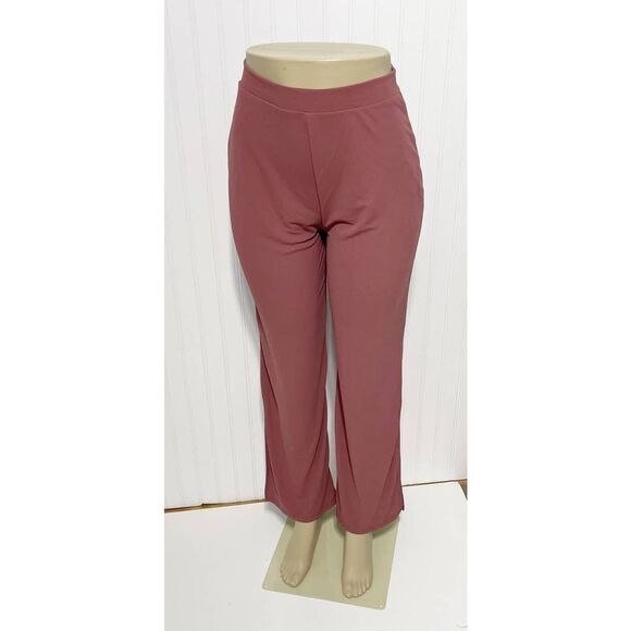 Zara Flowy Pull On Crop Pants High Waisted High Rise Wide Leg Slits‎ Mauve Small - Picture 1 of 12